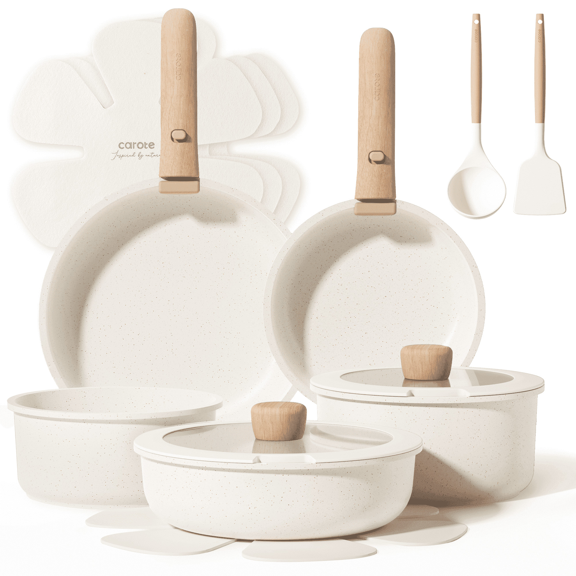 Carote 15 Pcs Nonstick Cookware Sets, Granite Non Stick Pots and Pans with Removable Handles, Ove... | Walmart (US)