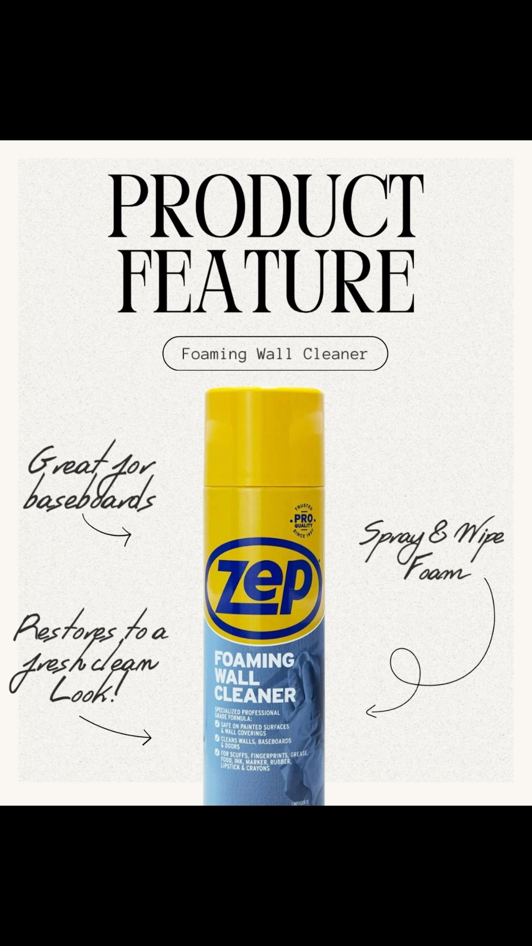 ✨ Zep Foaming Wall Cleaner  ✨

Make wall cleaning effortless with the Zep Foaming Wall Cleaner! 🧼 This powerful spray easily lifts away dirt, grime, and scuff marks, leaving your walls looking fresh and spotless. Perfect for kitchens, bathrooms, baseboards, and painted walls, it’s a must-have for anyone serious about keeping a clean, polished home.

✅ wall cleaner, foaming wall spray, Zep cleaner, remove wall stains, home cleaning must-have, best wall cleaner, grime remover, scuff mark remover, easy wall cleaning, Zep foaming spray.

#LTKStyleTip #LTKHome #LTKSaleAlert