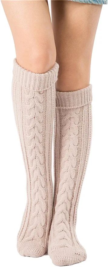 SherryDC Women's Cable Knit Long Boot Stocking Socks Knee High Winter Leg Warmers | Amazon (US)