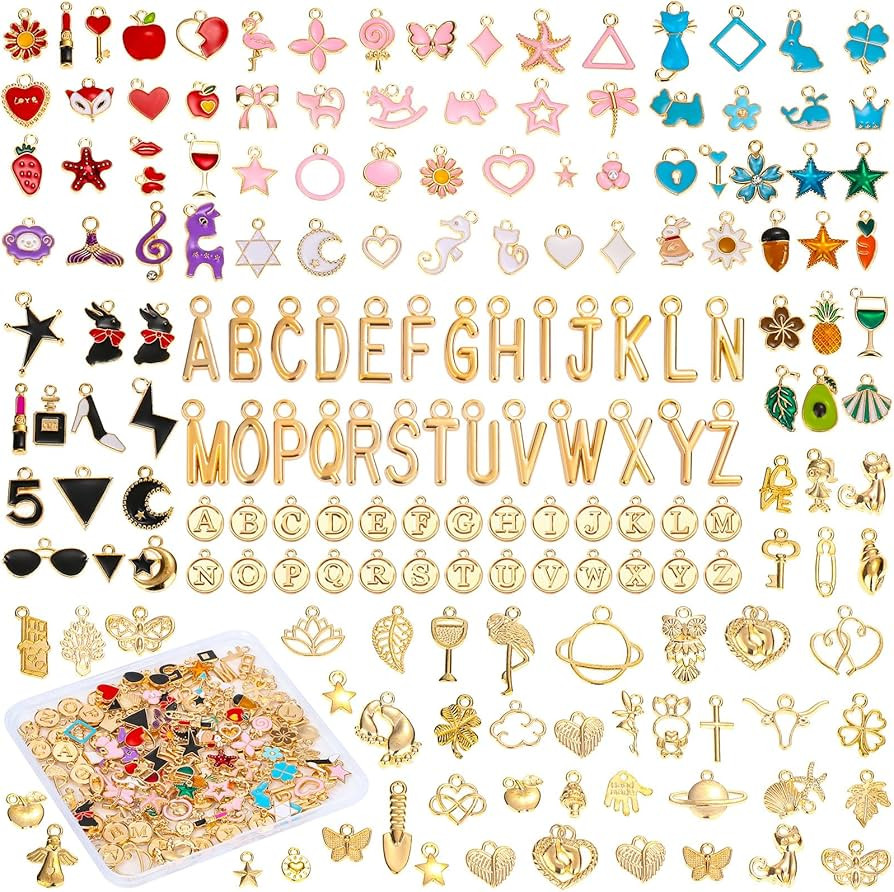 Modacraft 3 Types 172 Pcs Charms for Jewelry Making with Jump Rings | Amazon (US)