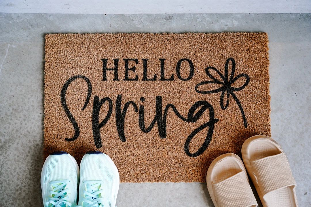 Hello Spring Welcome Door Mat | Etsy (US)