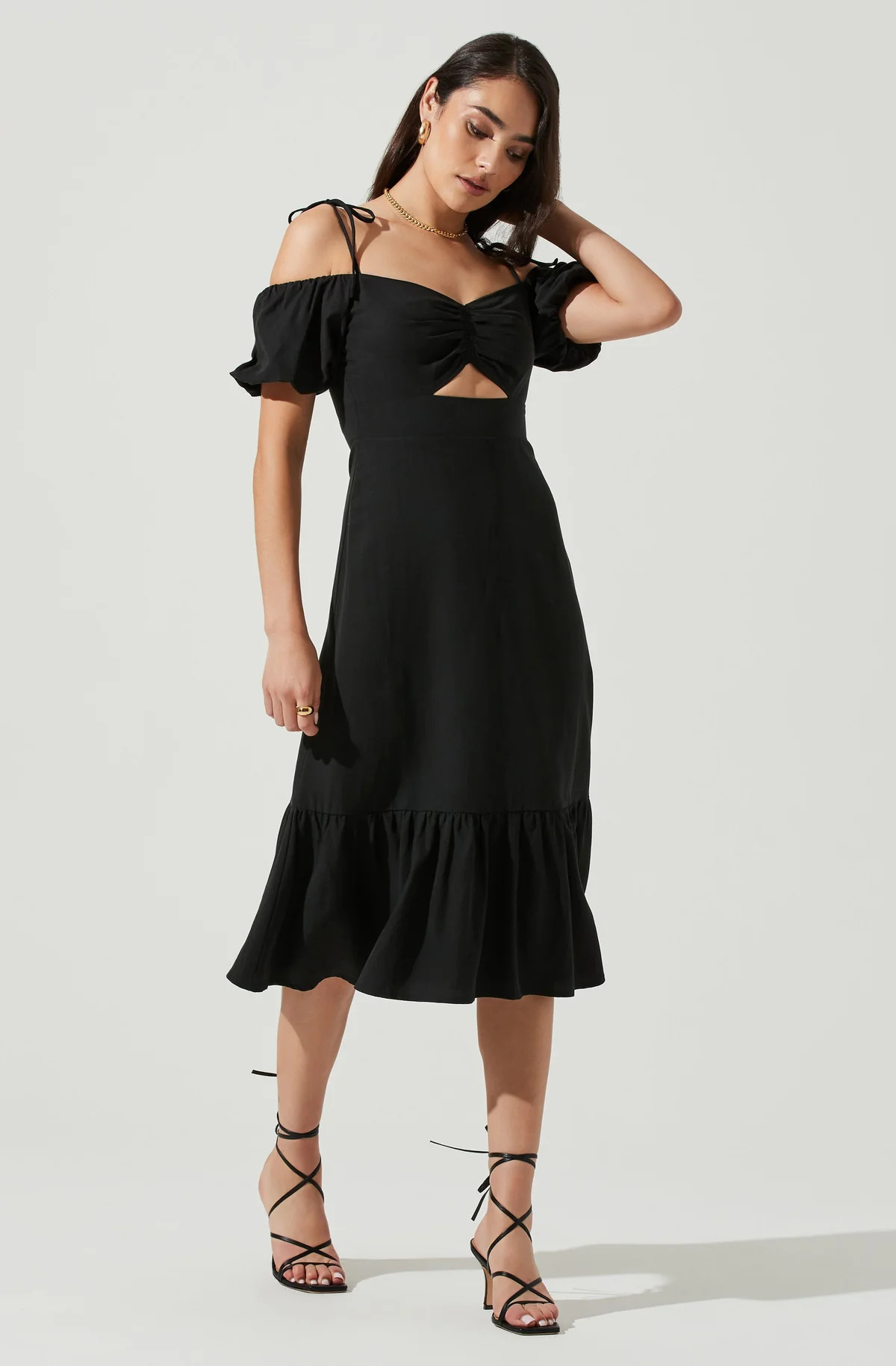 Aleda Cold Shoulder Cutout Midi Dress | ASTR The Label (US)
