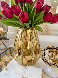 Gold Vase with Textured Details | Inspire Me! Home Decor