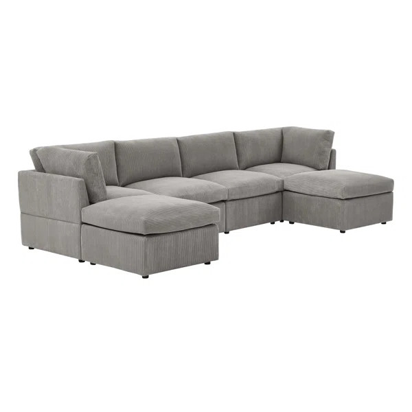Annai 129" Wide Reversible Modular Corner Sectional with Ottoman | Wayfair North America
