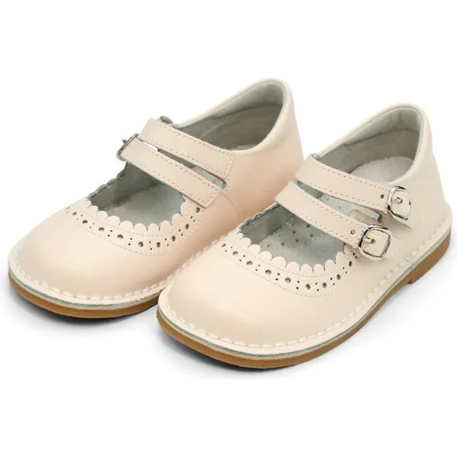 L'Amour | Tatiana Double Strap Mary Jane Kids Shoes, Pale (Pink, Size 12) | Maisonette | Maisonette