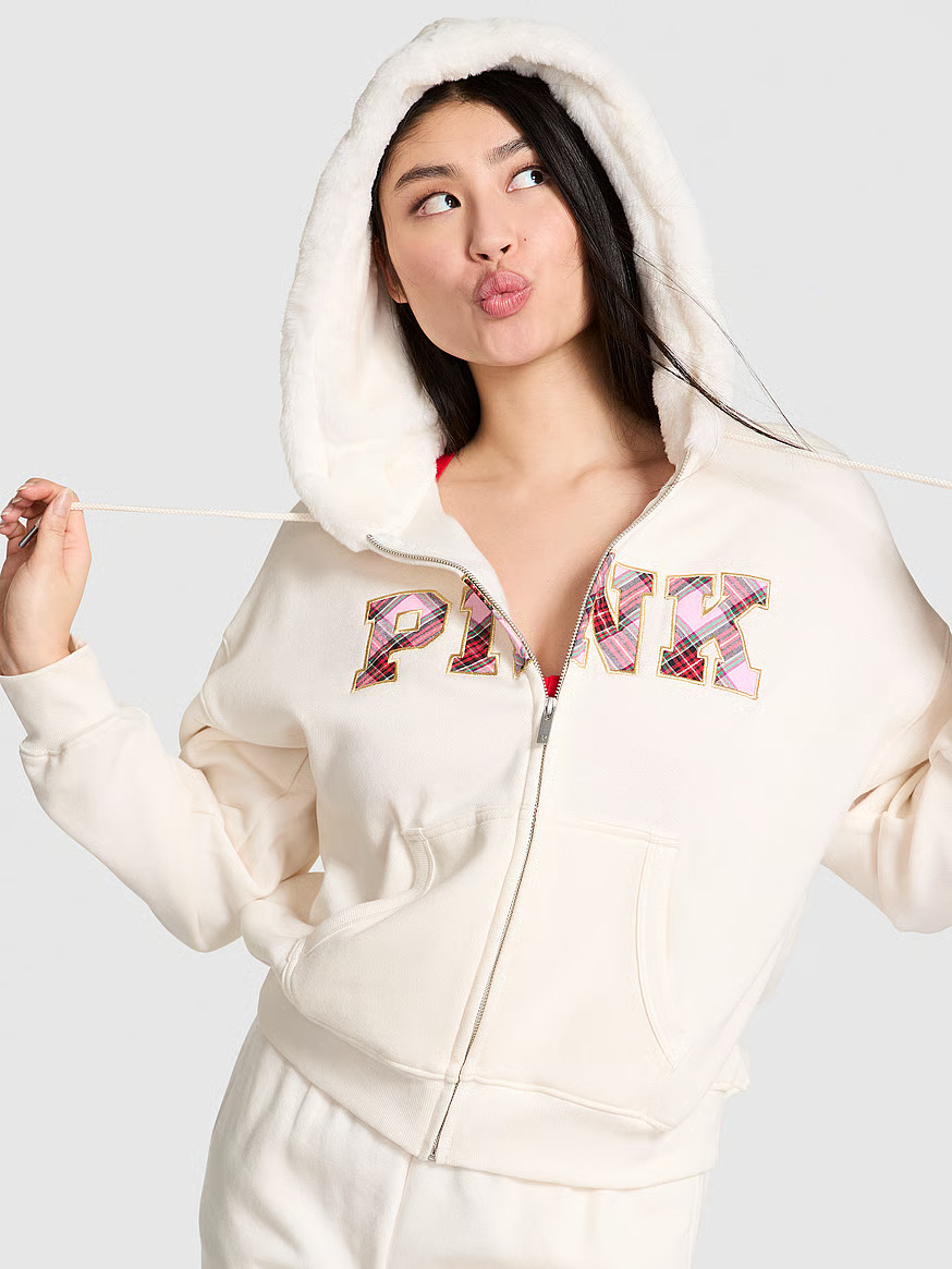 Buy Ivy Fleece Campus Full-Zip Hoodie, Winter White Santa'S Fav - Order Hoodies & Sweatshirts onl... | Victoria's Secret (US / CA )
