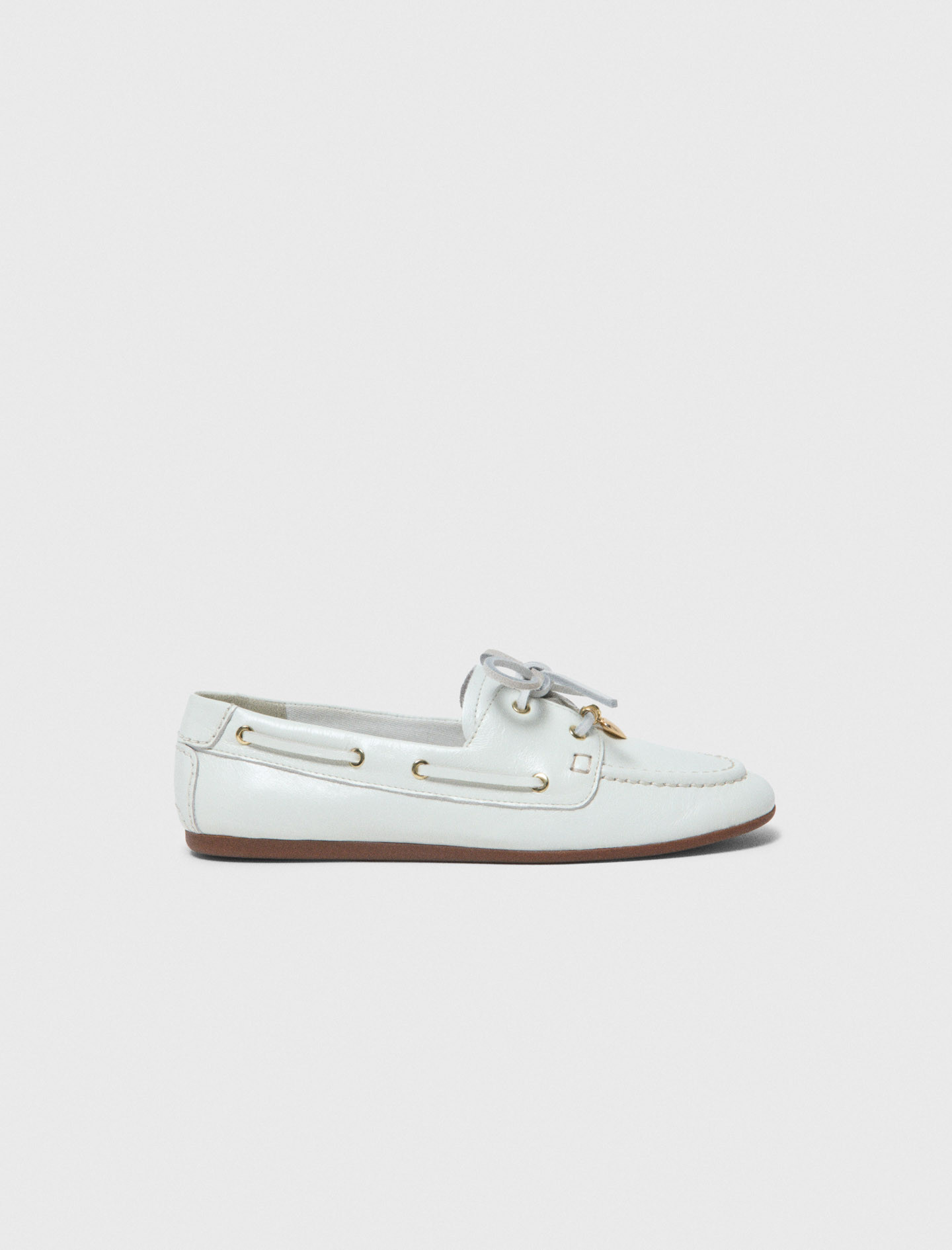 Leather boat shoes White for Women | Maje | Maje EU