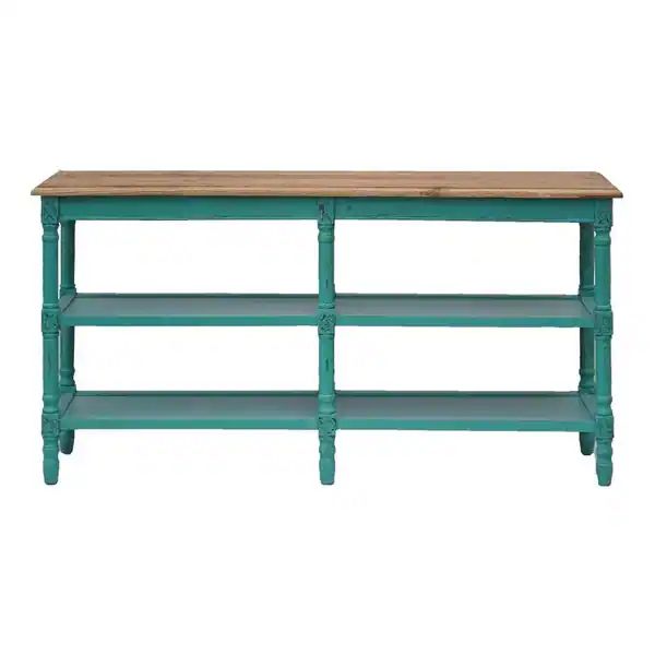 Emerald Bay Hand-Painted Turquoise Console Table | Bed Bath & Beyond