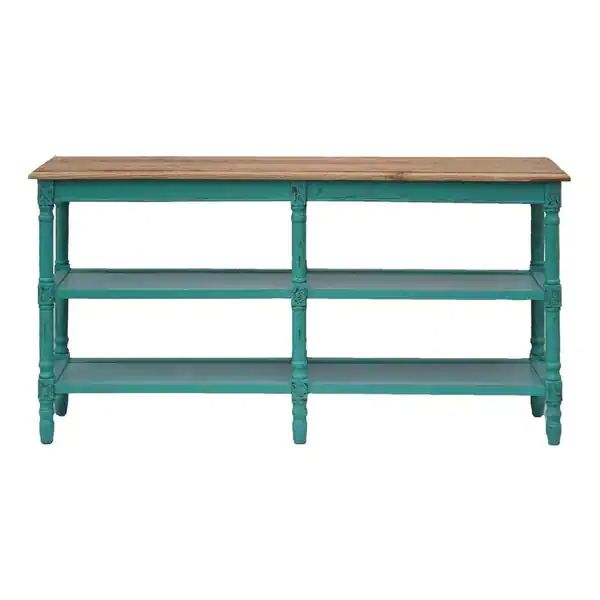 Emerald Bay Hand-Painted Turquoise Console Table | Bed Bath & Beyond