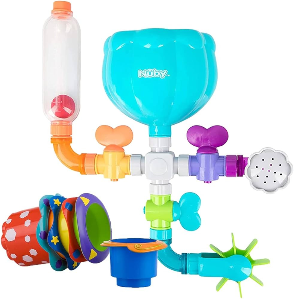 Nuby Splish Splash Cups and Wacky Waterworks Pipes Bath Toys | Amazon (US)