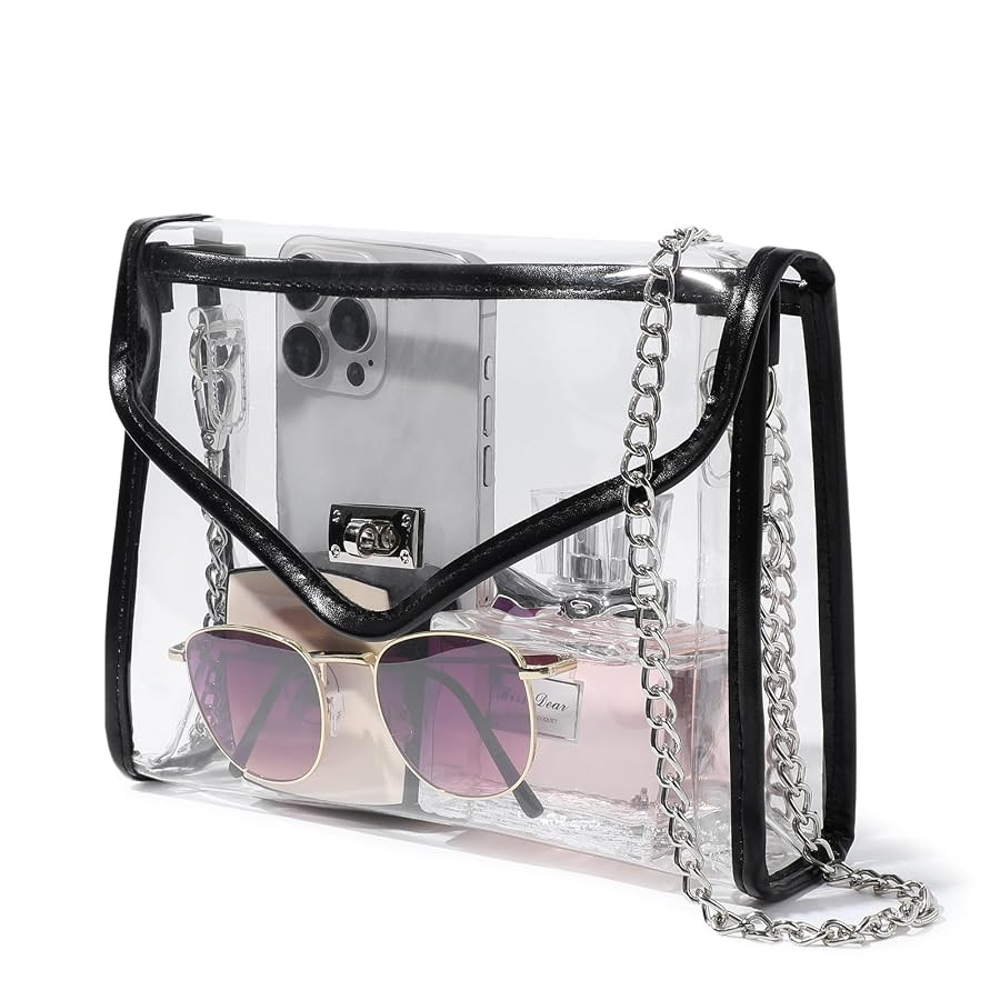 Clear Purse for Women Stadium Approved, Clear Crossbody Bag with Leather Edging for Concert Sport... | Amazon (US)