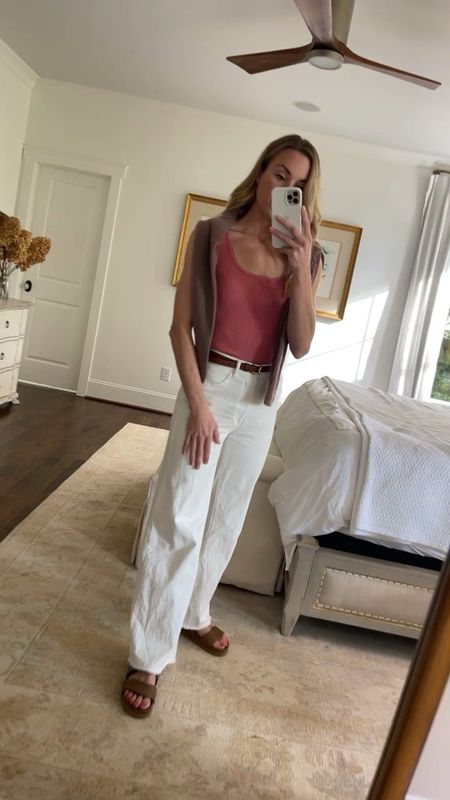 Summer denim guide👖Comfortable, on trend wide leg jeans in a creamy ecru color that can be dressed up and down. Size down in general, especially if between sizes. The frayed hemline and warmer wash add a relaxed feel, but I also love how they look with heels! The length works well for me (5'9"), but if you're on the shorter side you may want to consider the ankle-length version (also linked). 

#dl1961 #whitejeans #summerjeans #widelegjeans #whitewidelegjeans #summerdenim #shopbop


#LTKSeasonal #LTKstyletip #LTKFind