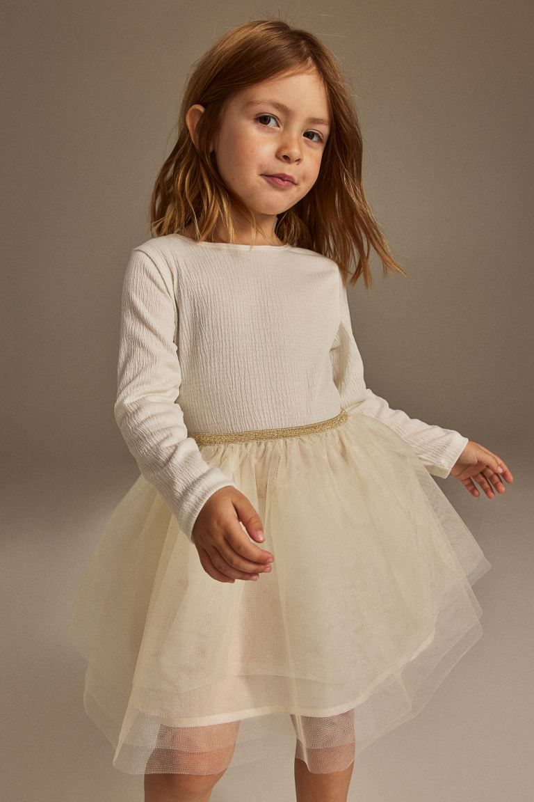 Dress with Tulle Skirt - White/cream - Kids | H&M US | H&M (US + CA)