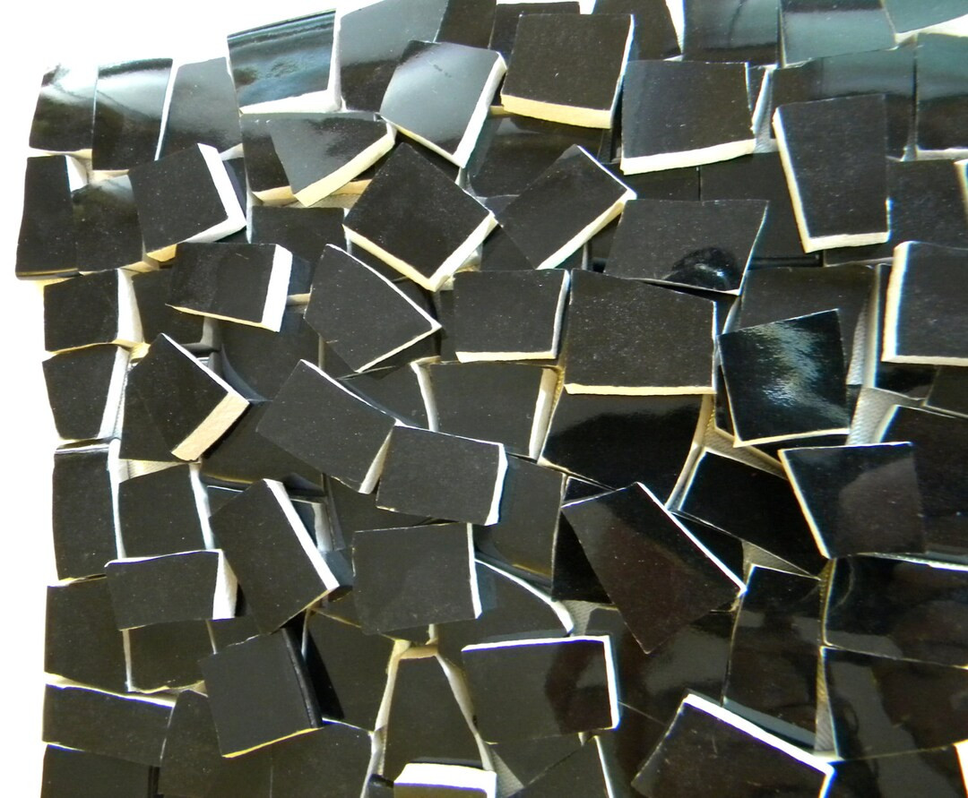 Mosaic Tiles Solid BLACK Recycled Plates 50 Tiles - Etsy | Etsy (US)