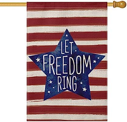 AVOIN Patriotic Watercolor Stripes Star Let Freedom Ring House Flag Double Sided, 4th of July Mem... | Amazon (US)