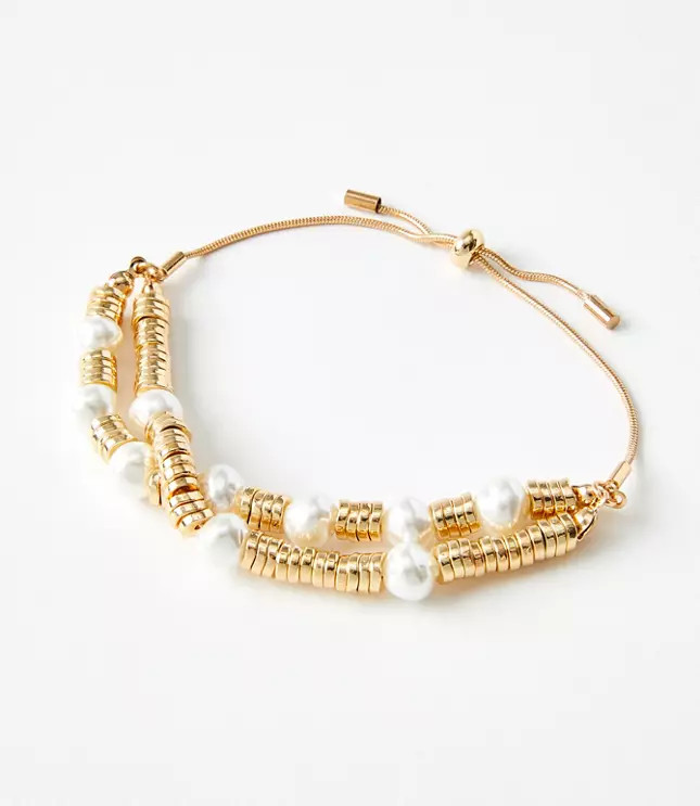 Pearlized Spliced Pull Tie Bracelet | LOFT