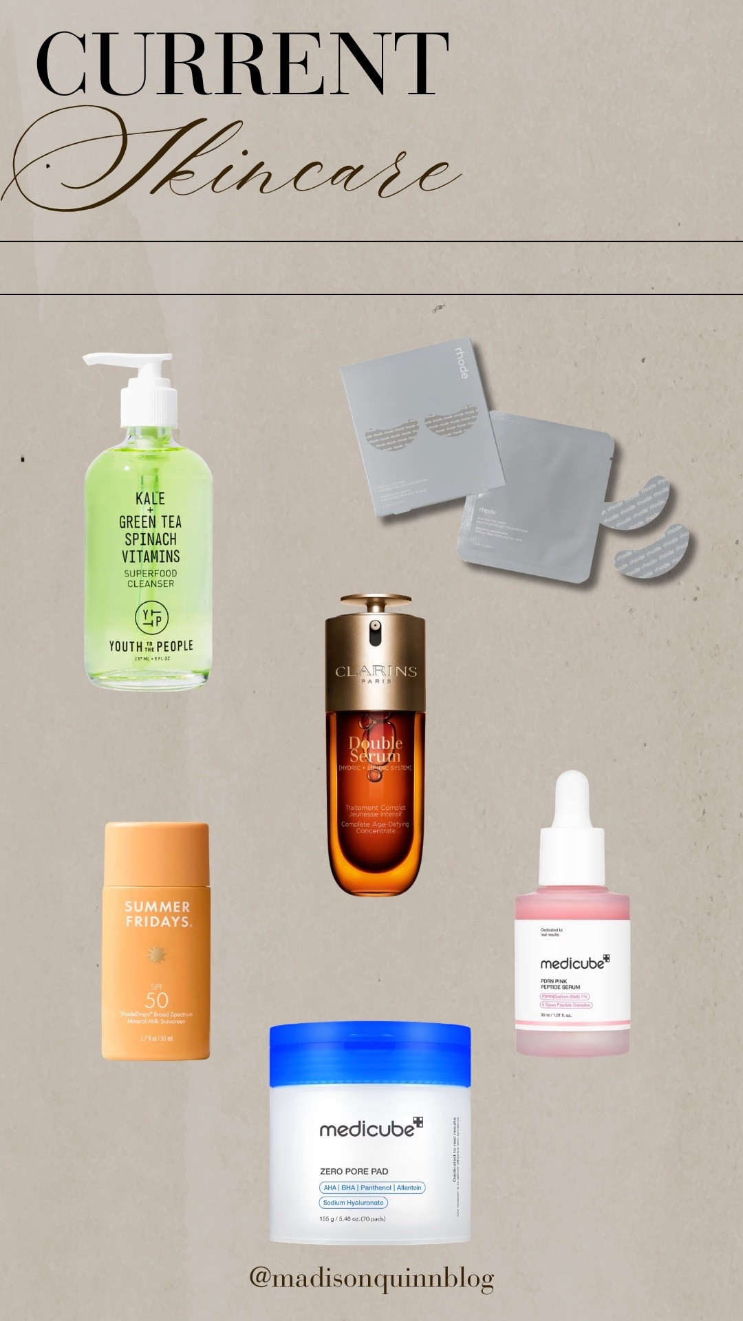 Here is my current skincare routine! 

Cleanser eye patches double serum spf salmon pdrn zero pore pads medicube beauty skincare routine

#LTKgrwm #LTKselfcare #LTKBeauty