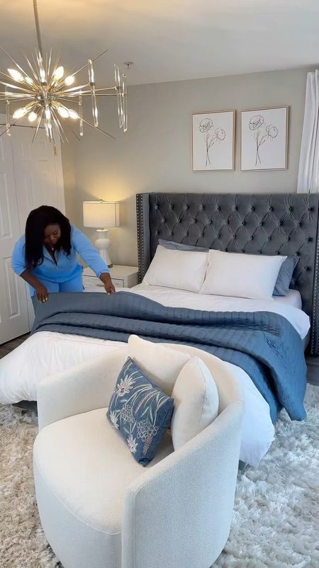 Guest bedroom refresh!💙 I added this viral @walmart swivel chair. This chair is giving high-end look for less 👌🏾. Sharing some of my favorite bedroom furniture, bedding and decor ⬇️

#LTKSaleAlert #LTKHome