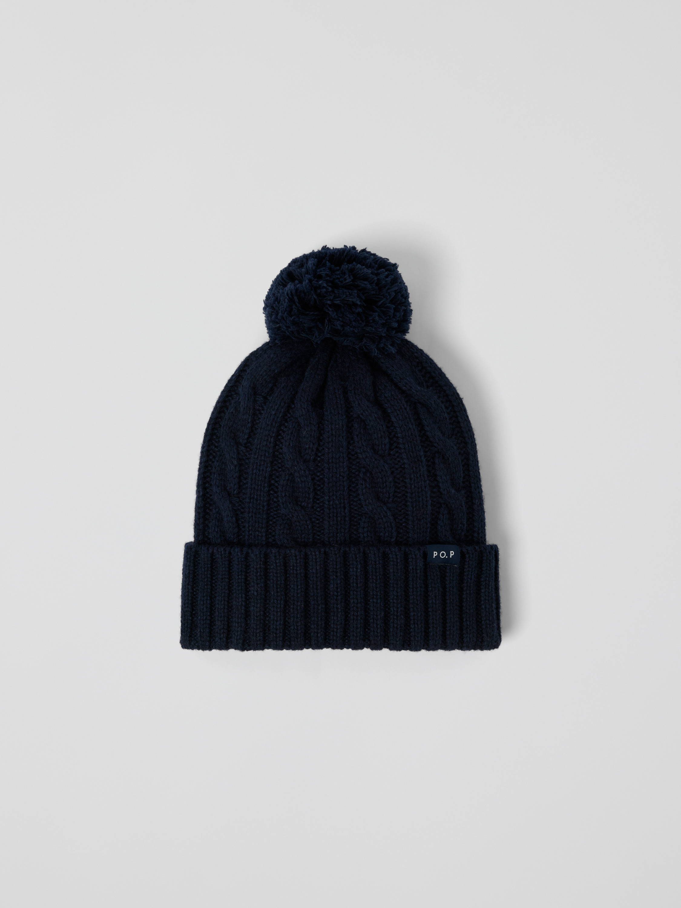 Cable knit hat wool blend - Dark navy | Polarn O Pyret