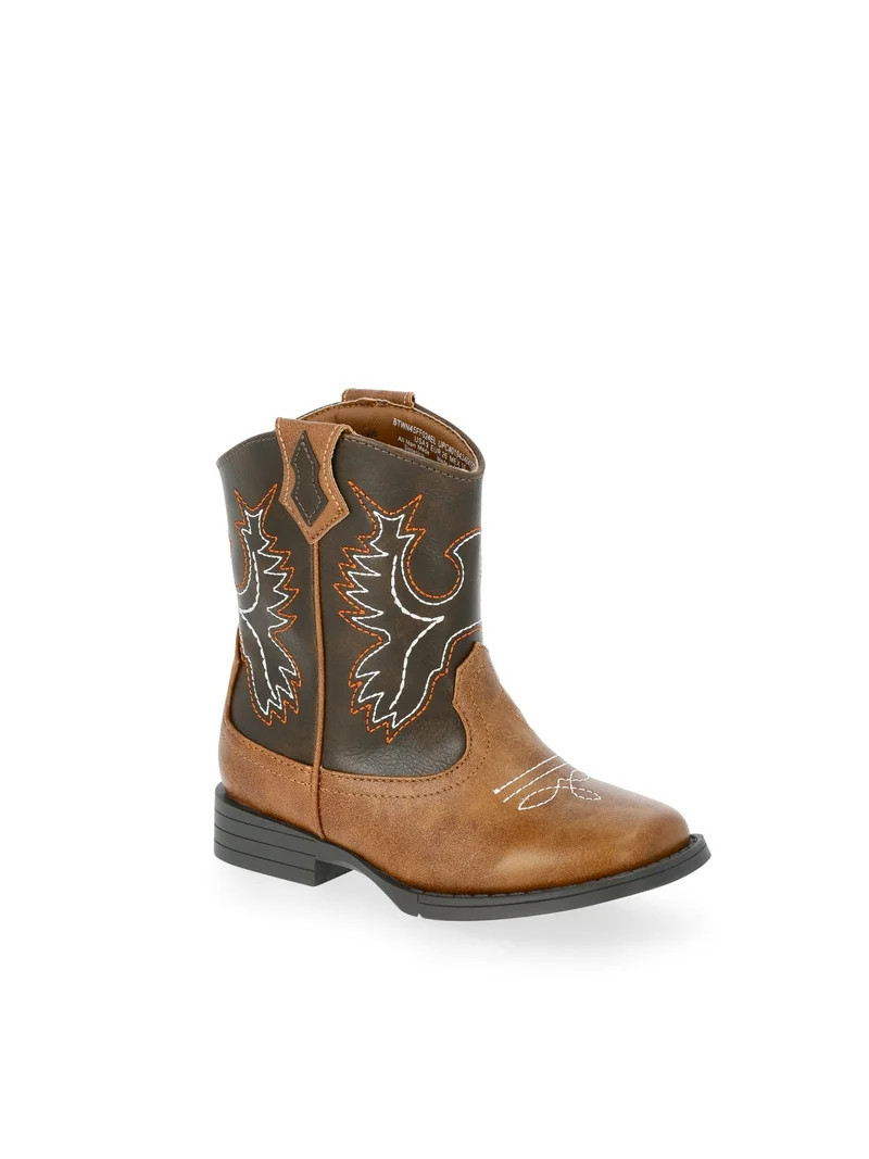 Wonder Nation Toddler & Boys Faux Leather Western Boots | Walmart (US)