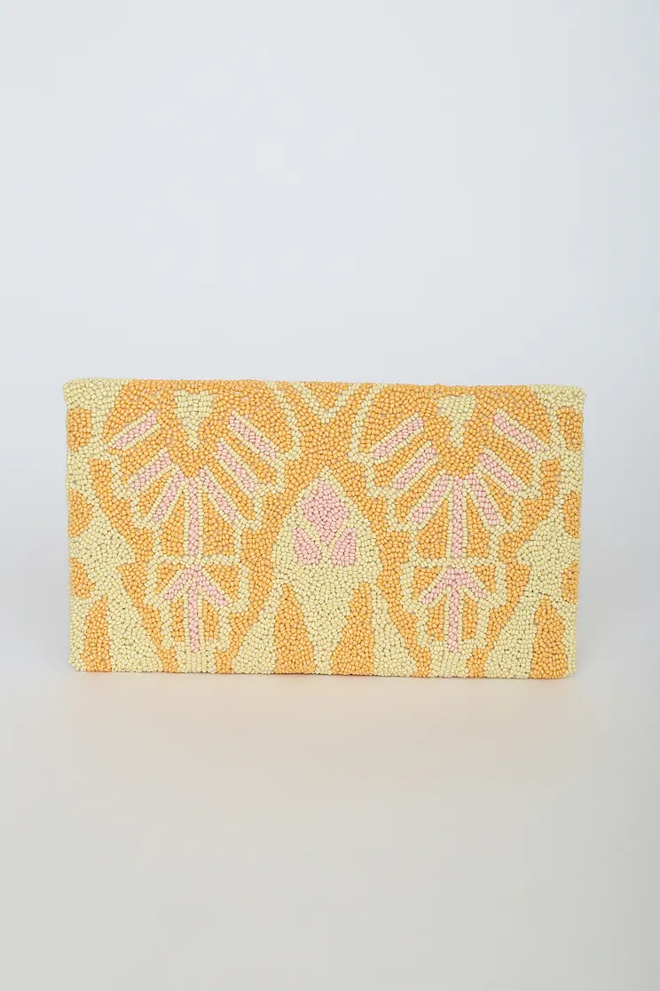Tropical Oasis Yellow Multi Beaded Clutch | Lulus (US)