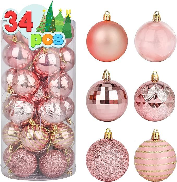 34 Pcs Christmas Ball Ornaments, Shatterproof Christmas Ornaments for Holidays, Party Decoration,... | Amazon (US)