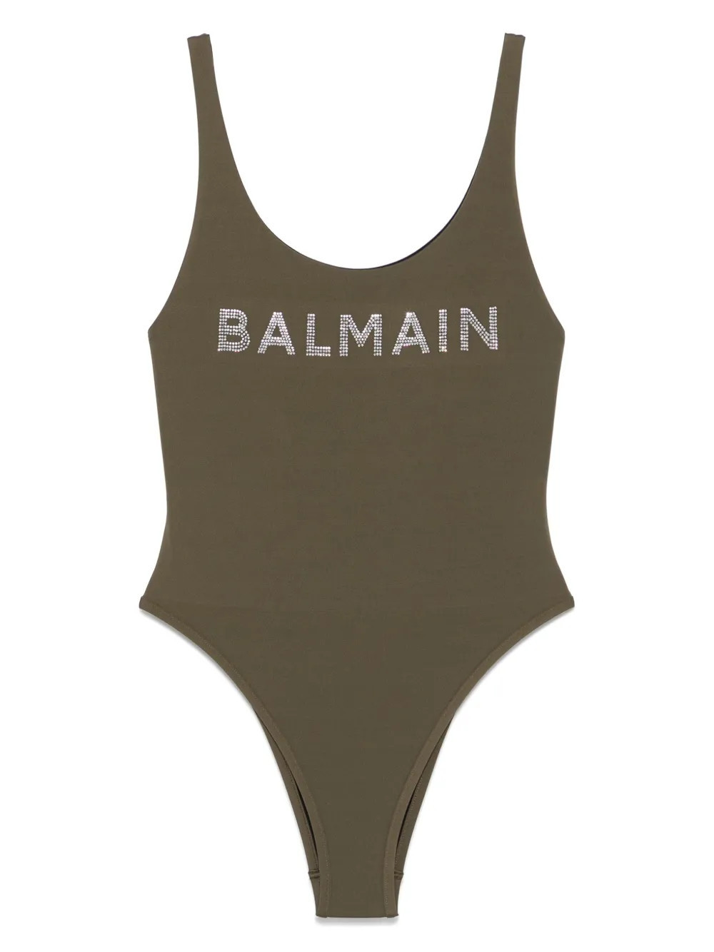 Balmain logo-appliqué swimsuit - Green | Farfetch Global