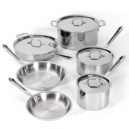 All-Clad D3 Stainless Steel Cookware Set - 10-Piece Pots and Pans Set, Induction, Oven Broiler Safe 600F - Includes Frying Pans, Saucepan, Sauté-Pan, Stockpot, Professional Cookware - Stainless Steel | Amazon (US)