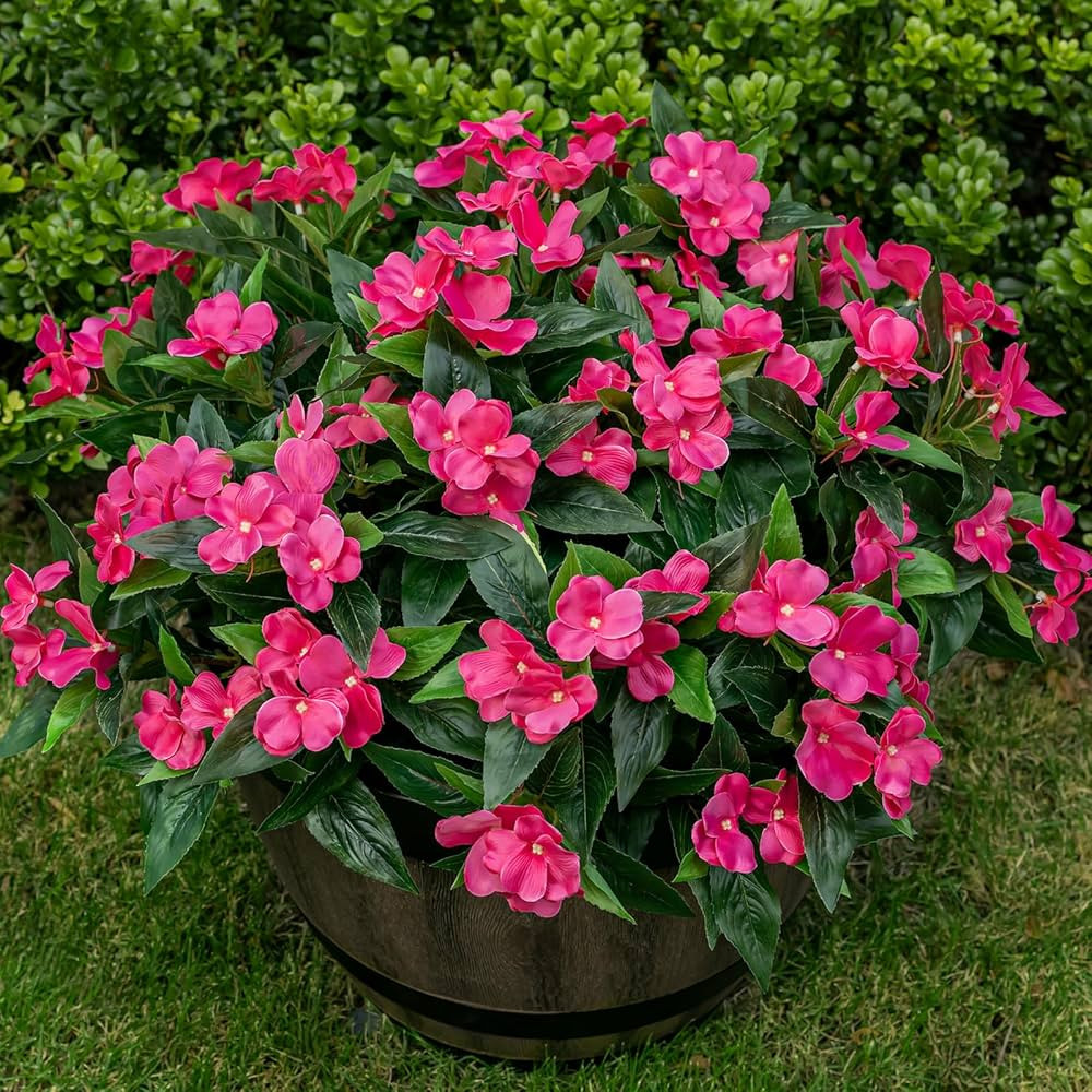 Artificial Fake Flowers for Outdoor Décor 6 Bundles UV Resistant Fake Plants for Planter Faux Fl... | Amazon (US)