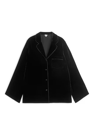 Velvet Shirt – Black – Women – ARKET GB | Arket UK