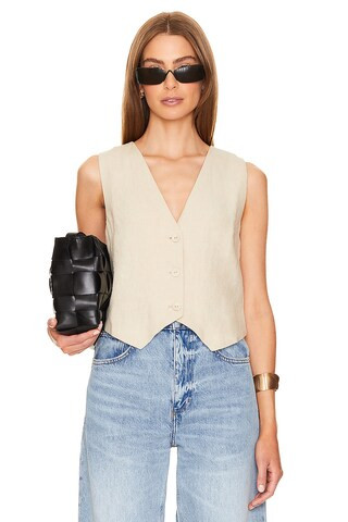 Rue Sophie Tashi Linen Vest in Taupe from Revolve.com | Revolve Clothing (Global)