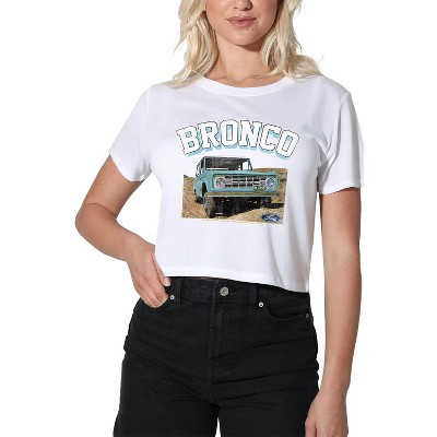 Women's Ford Bronco Crop Top T-Shirt, White, Small | Target