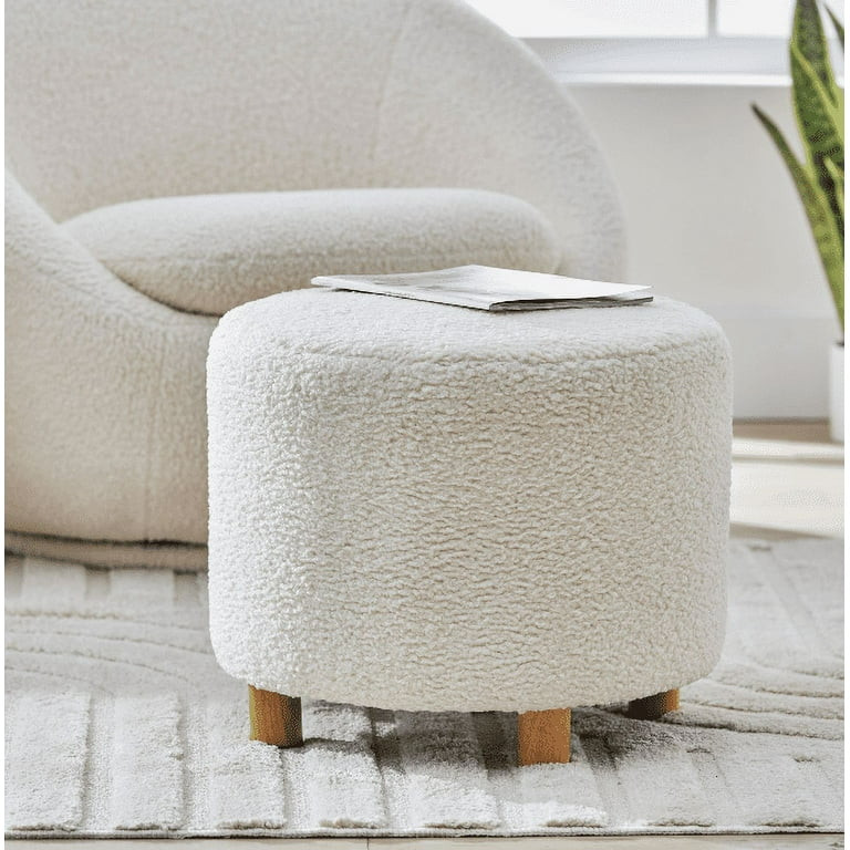 Better Homes & Gardens Mira Round Ottoman, Cream - Walmart.com | Walmart (US)