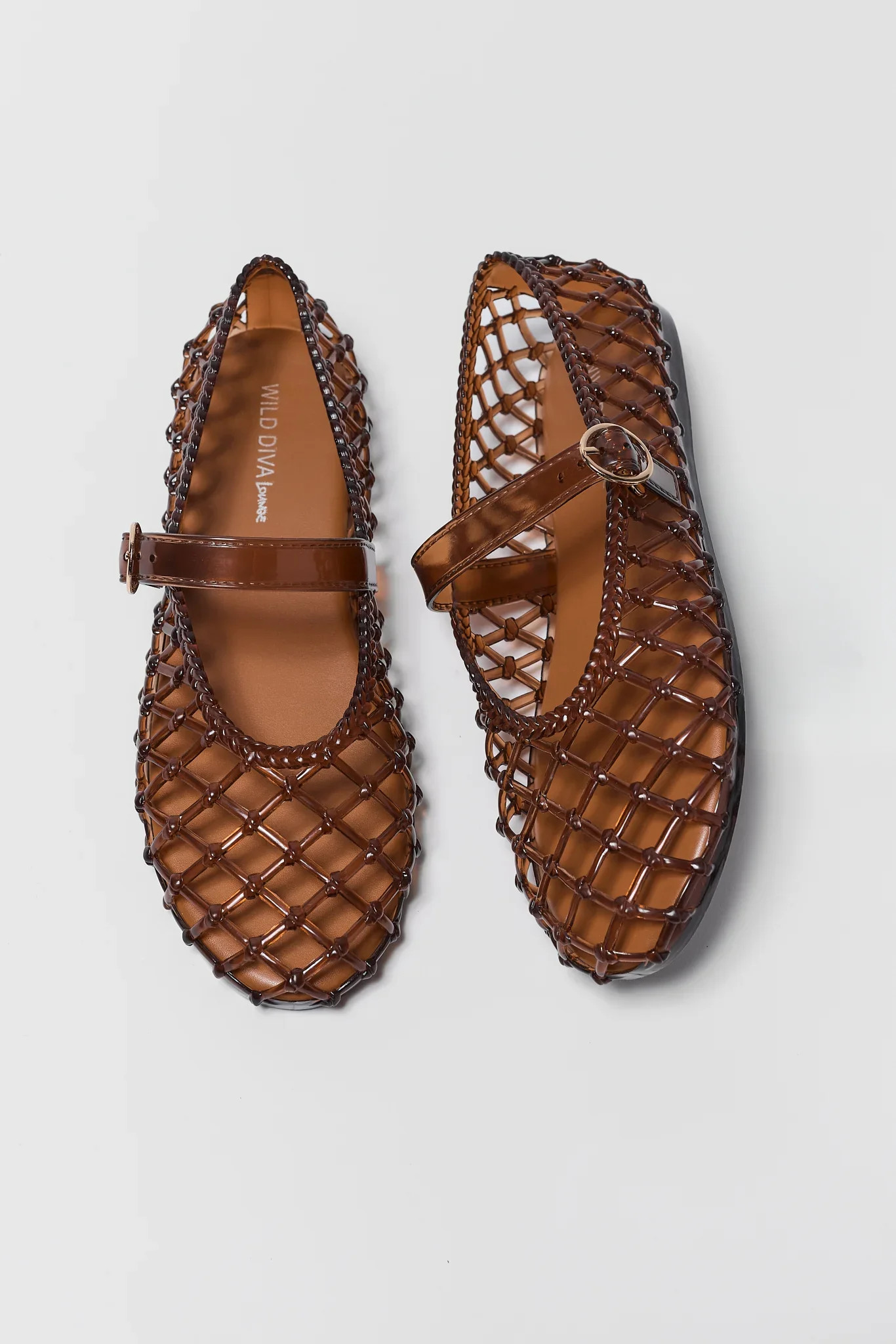 Brown Lattice Jelly Ballet Flats | Avara