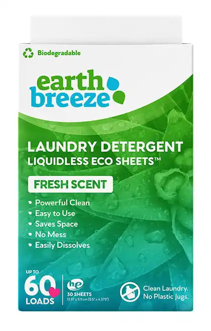 Eco-Friendly Laundry Detergent Sheets - 60-Pack | Earth Breeze | Earth Breeze