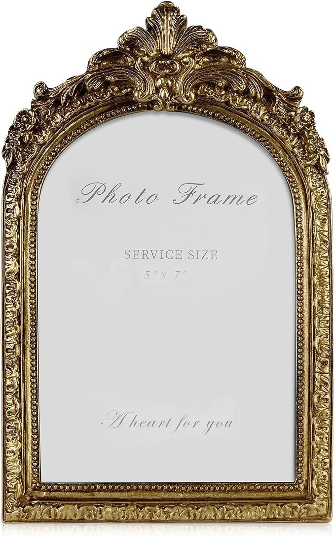 Cuspin Vintage Picture Frames 5x7 Gold Frame, Gold Ornate Resin Photo Frame with Glass Front for ... | Amazon (US)