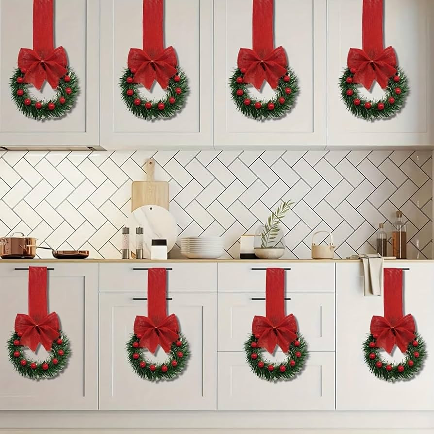 Amazon.com: 21Inch Christmas Berry Garland with Red Bow, Kitchen Cabinet Decor for Holiday, Festi... | Amazon (US)
