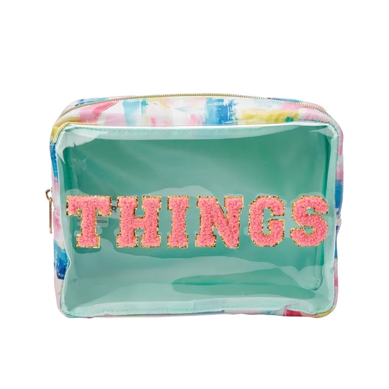Conair Watercolor "THINGS" Organizer, See-Through Beauty Bag with Gold-Tone Hardware | Walmart (US)