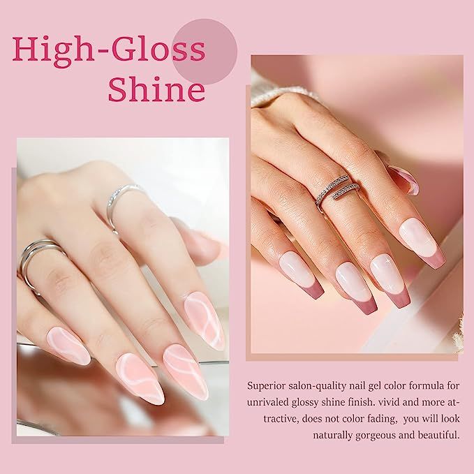 modelones Gel Nail Polish Set- 6 Colors Nude Pink Gel Polish Kit White Pastel Light Pink Nail Pol... | Amazon (US)
