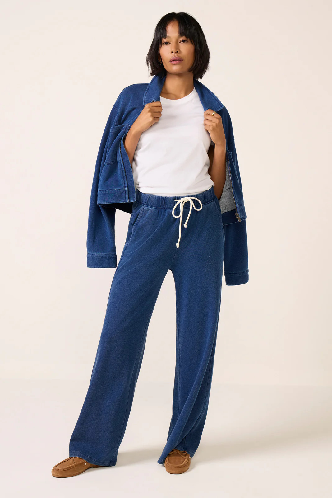 Z SUPPLY Women's Hunter Knit Denim Wide Leg Pants, Size Large, Blue | Evereve
