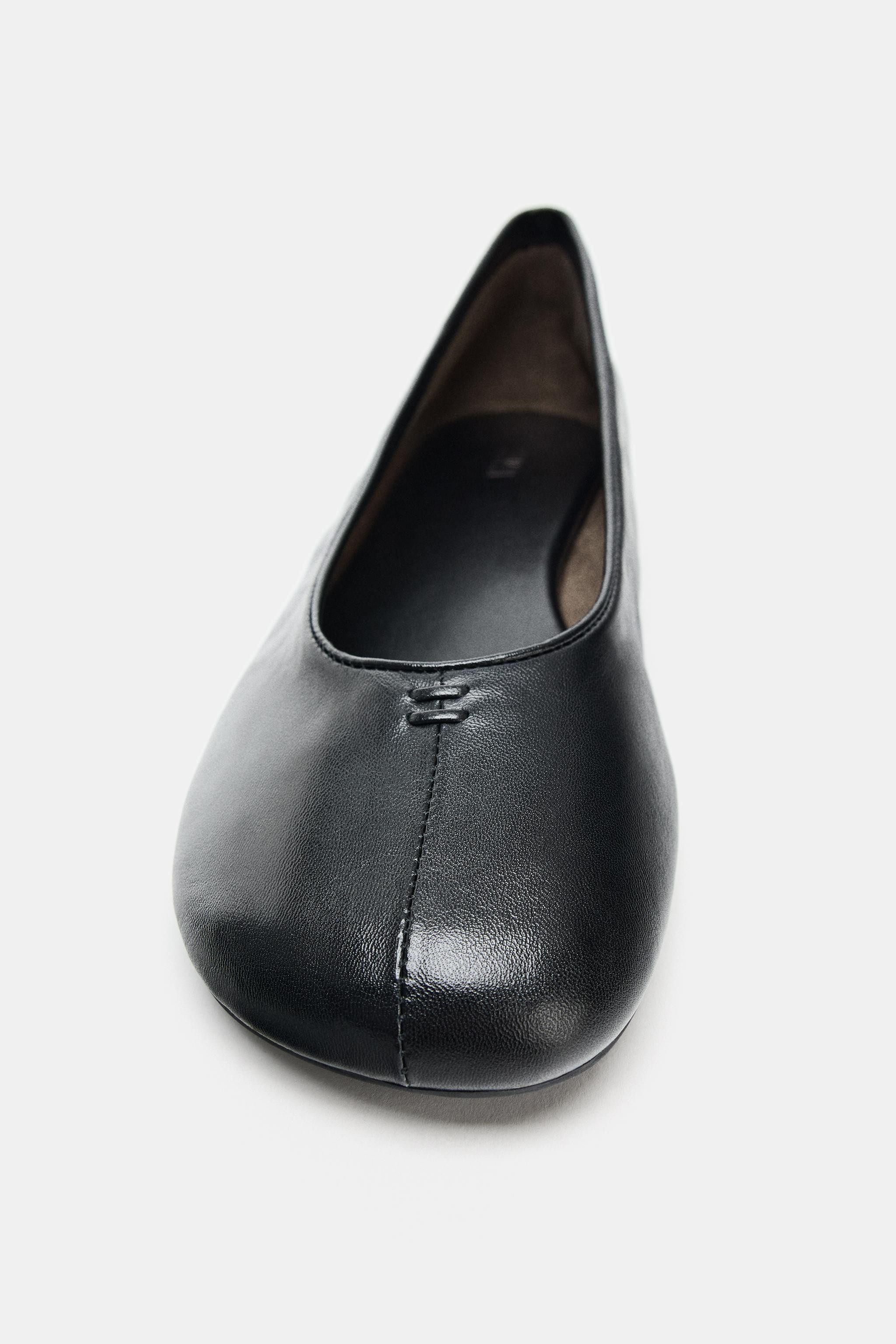 FLAT LEATHER BALLET FLATS | Zara UK