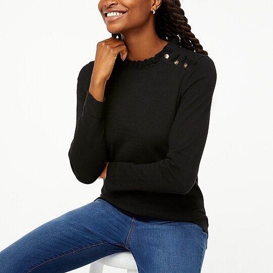 Ruffle sweater with buttons | J.Crew Factory
