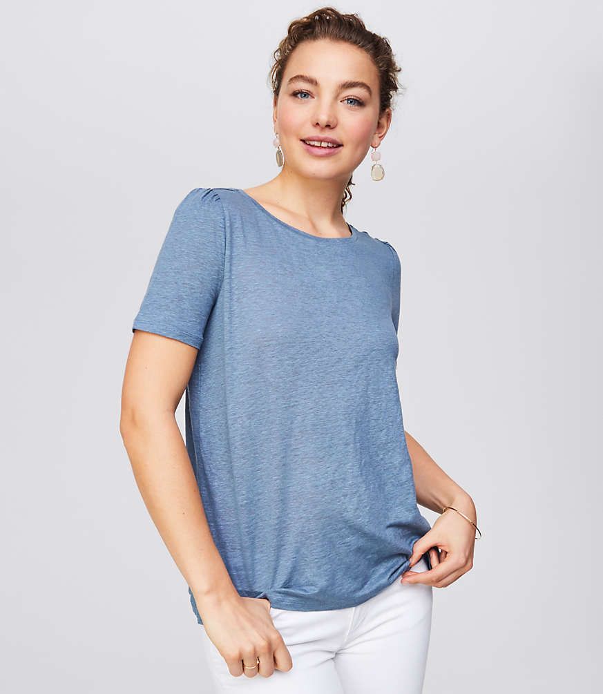 Linen Puff Sleeve Tee | LOFT