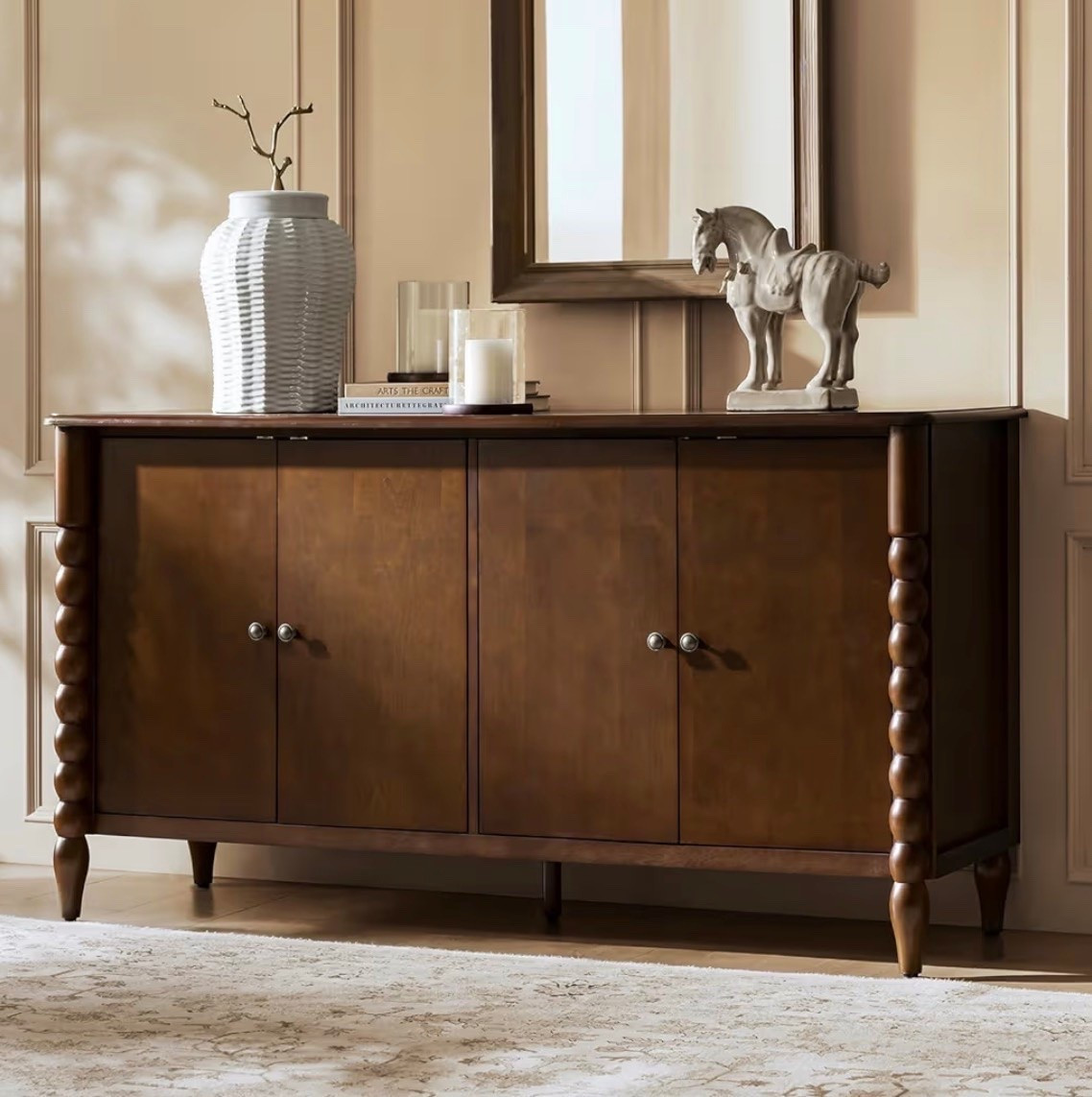 Sideboard Cabinet with Spindle Design, Transitional Storage Cabinet with 4 Doors, Adjustable Shelves, Solid Wood Legs for Living Room, Dining Room, Hallway, Brown #sideboard #homefurniture

#LTKHome