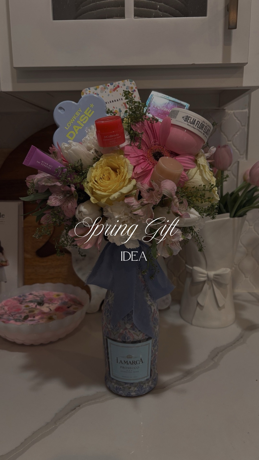 Spring Gift Idea- this would make a great gift for anyone and the best part is you can totally customize it to who you are gifting it to! The bottle wraps are genius and they have so many options! 
#giftidea #springgift #beautybouque #flowers #giftinspo #giftsforher #bestiegift #teachergift 


#LTKBeauty #LTKOver40 #LTKSeasonal