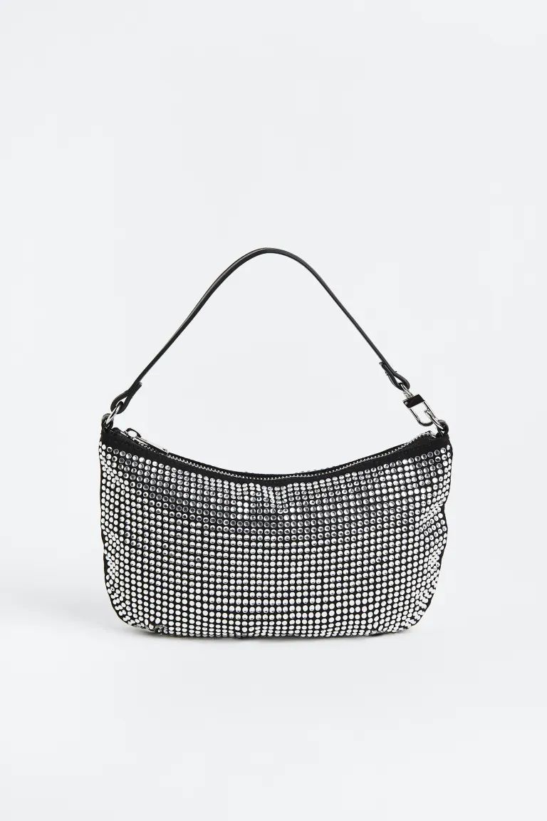 Rhinestone-embellished shoulder bag - Light beige - Ladies | H&M GB | H&M (UK, MY, IN, SG, PH, TW, HK)