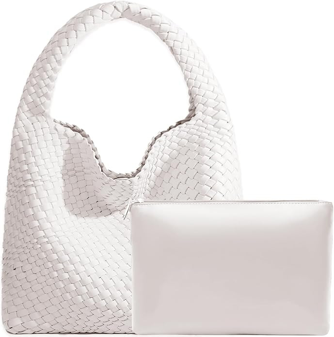 Women Vegan Leather Hand-Woven Tote Handbag Fashion Shoulder Top-handle Bag All-Match Underarm Ba... | Amazon (US)