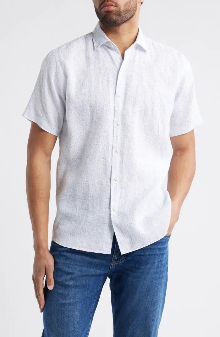 Soiree Short Sleeve Linen Button-Up Shirt | Nordstrom