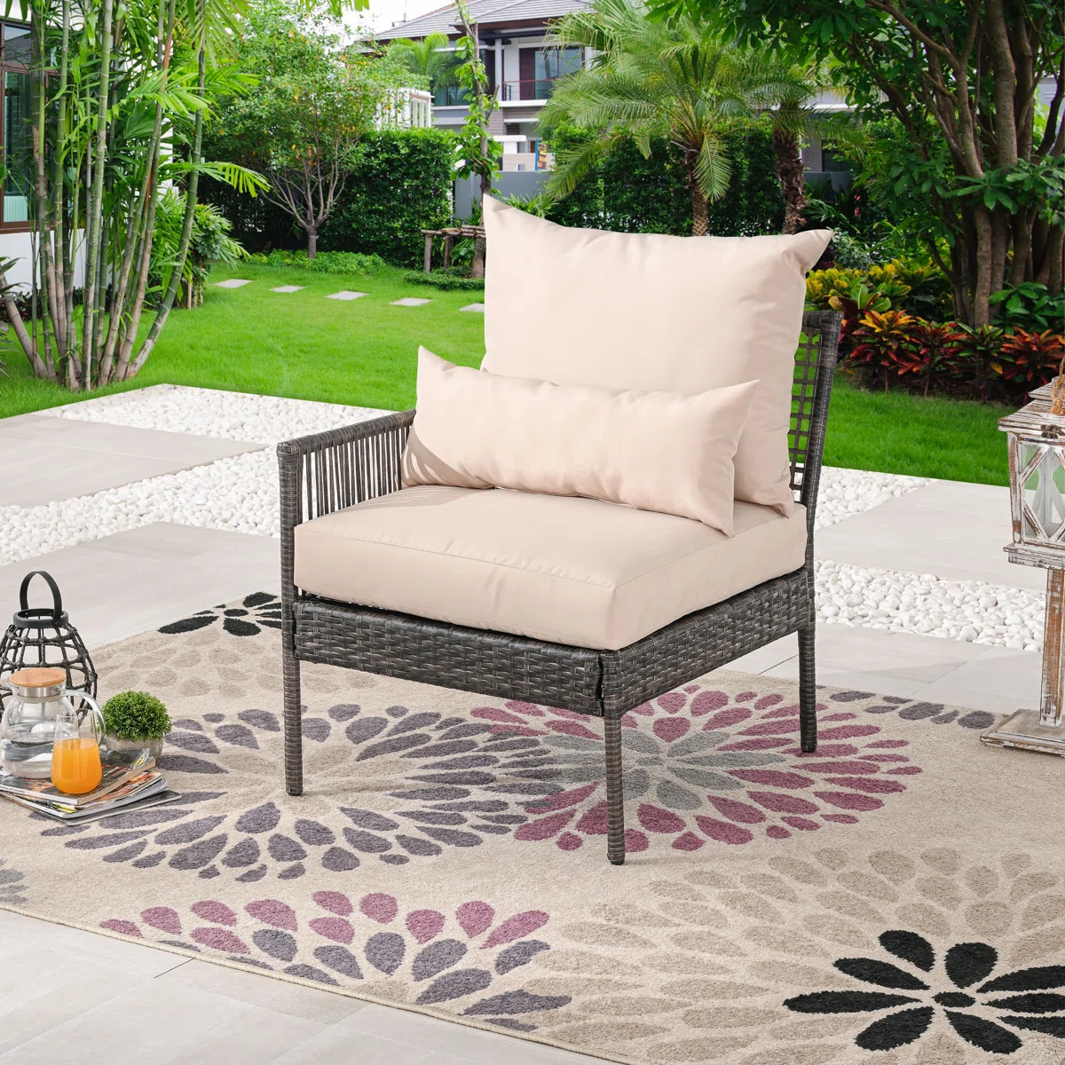 Addiego Outdoor Right-Arm Lounge Chair with Cushions | Wayfair North America