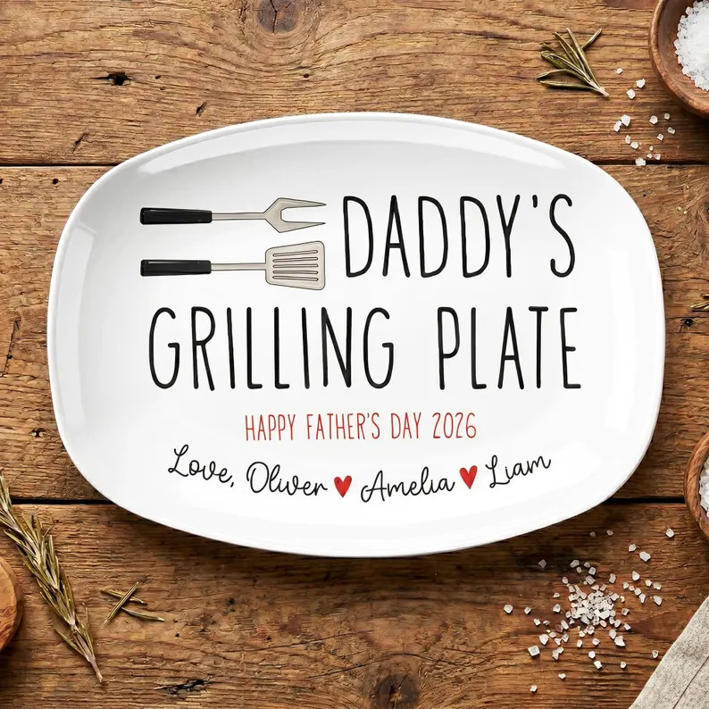 Custom Dad's Grilling Plate, Personalized Serving Tray Platter, Father's Day Gift From Kids, BBQ ... | Etsy (Global)